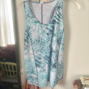 Fila Aqua and Navy Patterned Tank Top